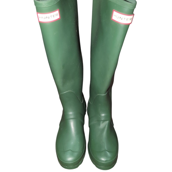 Hunter Green Tall Rain Boots - Picture 1 of 5